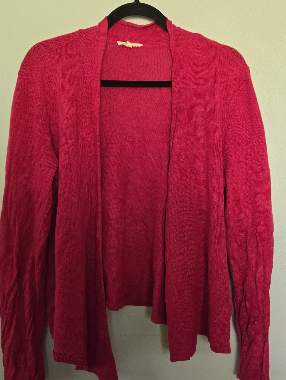 Eileen Fisher 100% Linen Hot Pink Cardigan Sweater XL